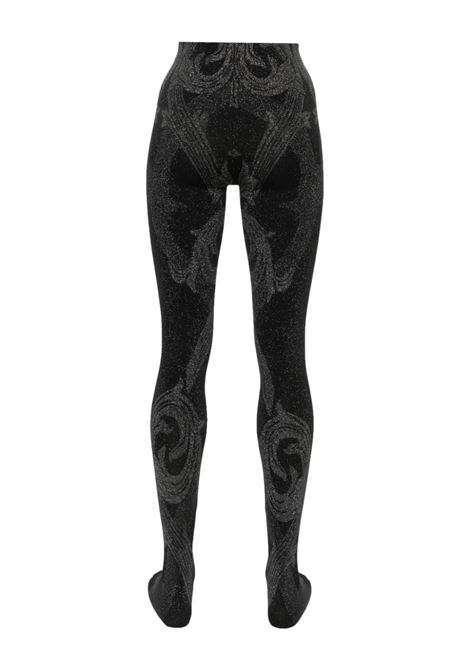 Black and silver metallic-threading jacquard tights Wolford x etro - women WOLFORD X ETRO | 170807124